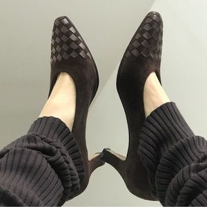 Vintage Bottega Veneta Brown Leather Suede Heels